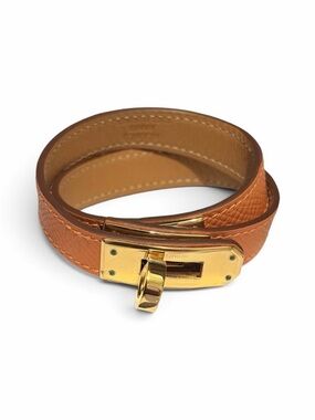 Hermès Kelly Double Tour Bracelet New Orange Gold Hardware Sz Small w/ Box & COA